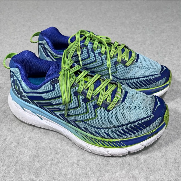Hoka One One Shoes - Hoka One Clifton 4 Womens 6.5 Running Walking Shoes 1016724 Sneakers Blue Green